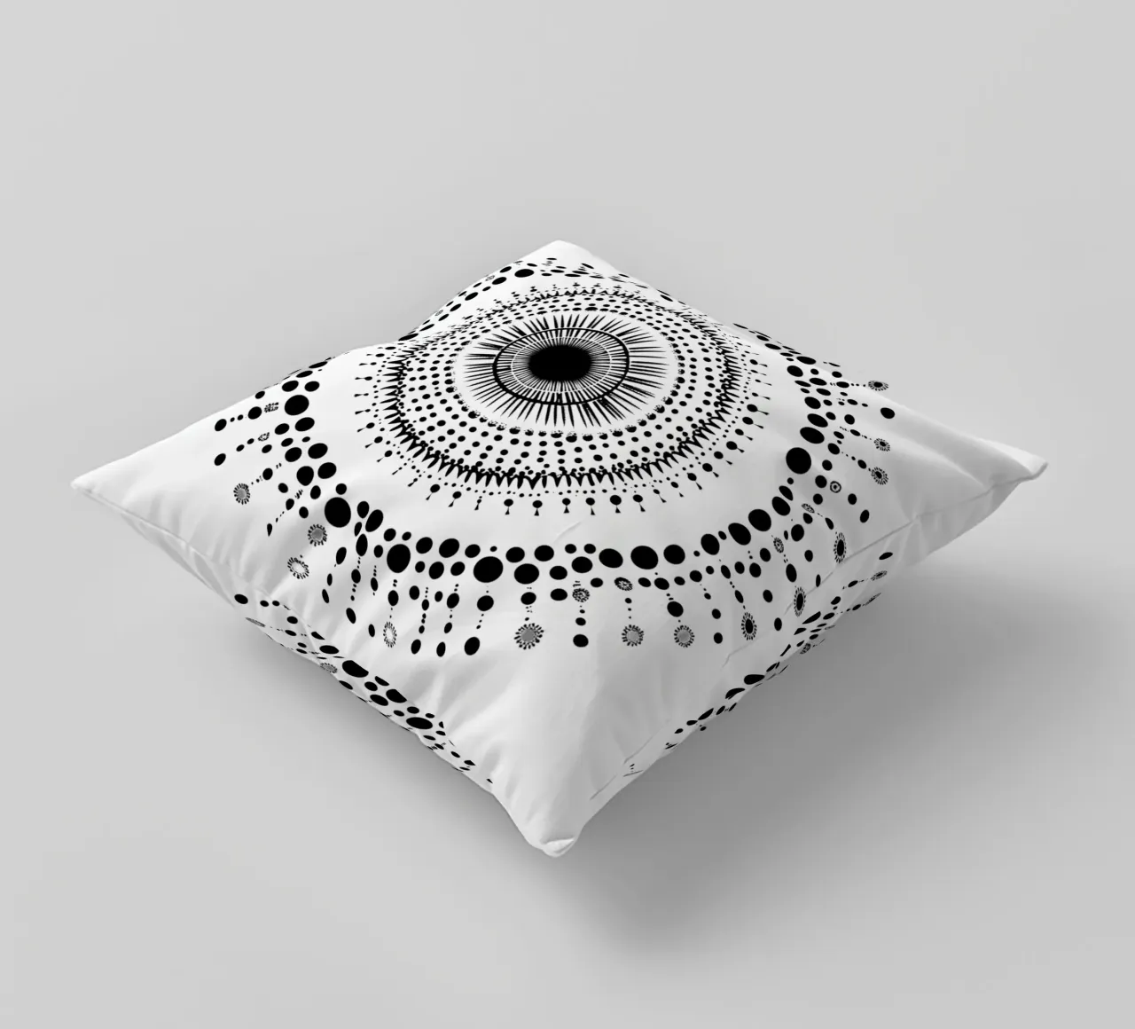 Mandala in bianco e nero cuscino da Spiritual Touch