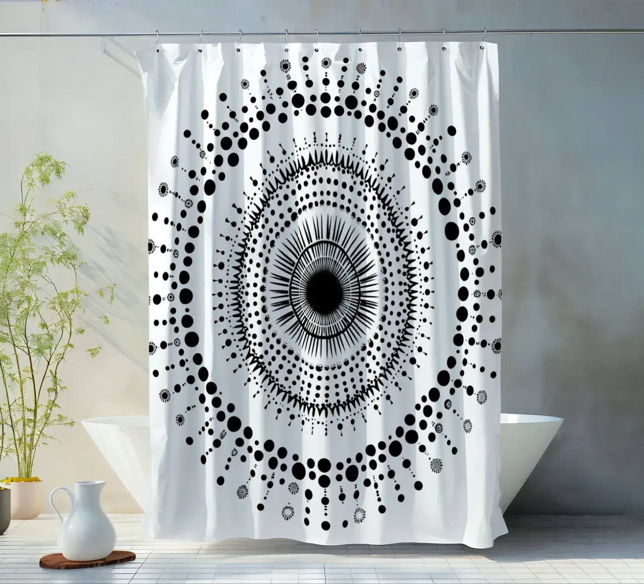 Mandala in bianco e nero tenda da doccia da Spiritual Touch