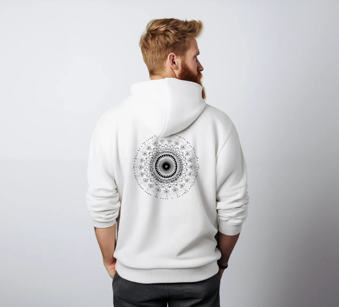 Mandala in bianco e nero felpa con cappuccio da Spiritual Touch