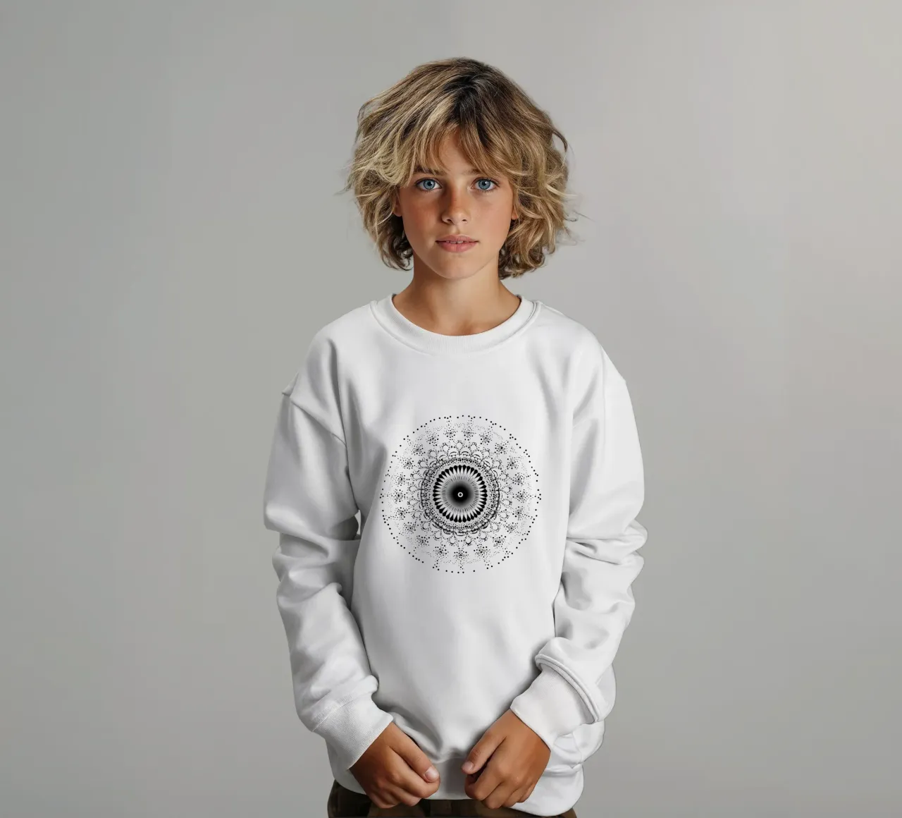 Mandala in bianco e nero felpa bambino da Spiritual Touch