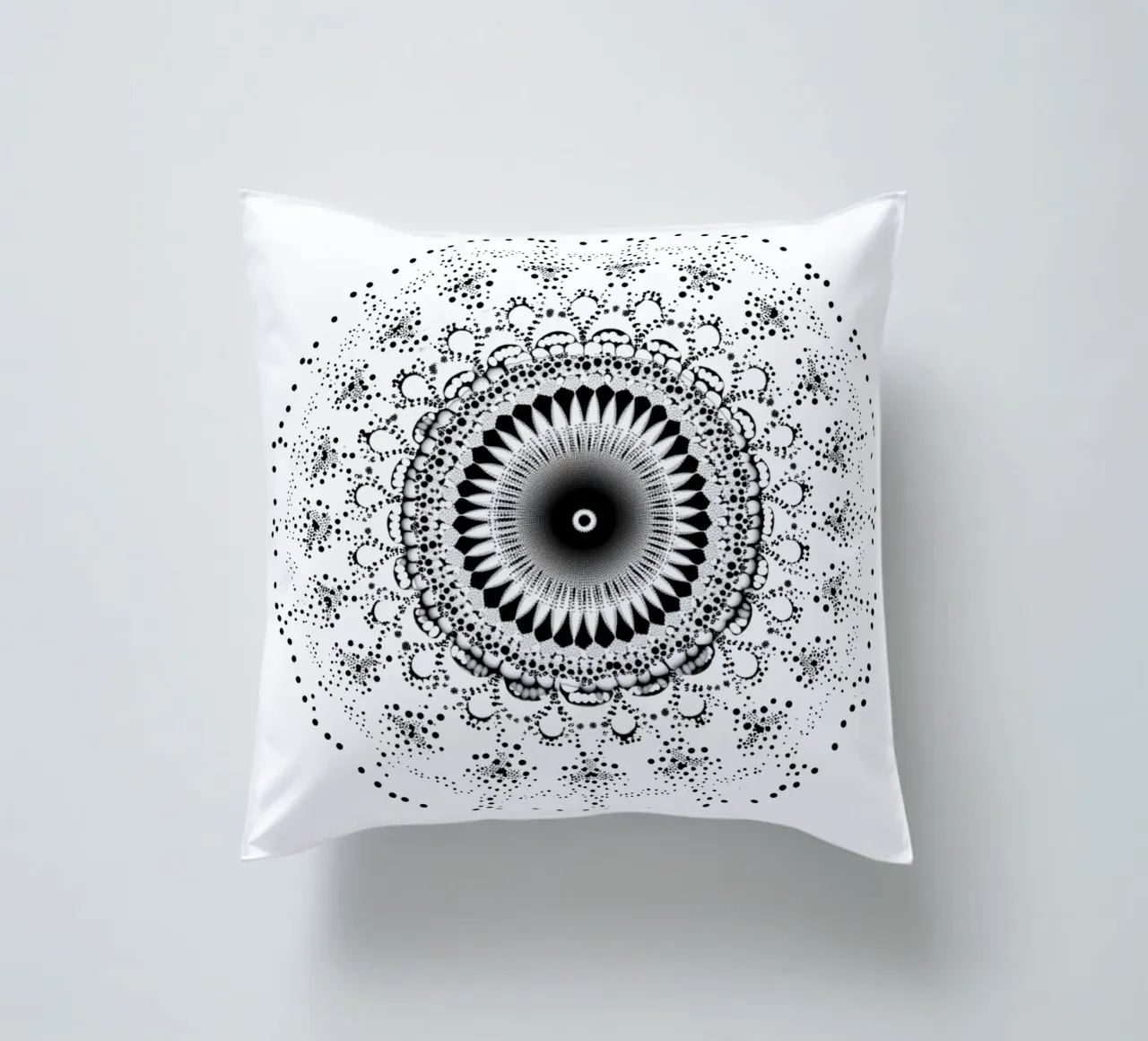 Mandala in bianco e nero cuscino da Spiritual Touch