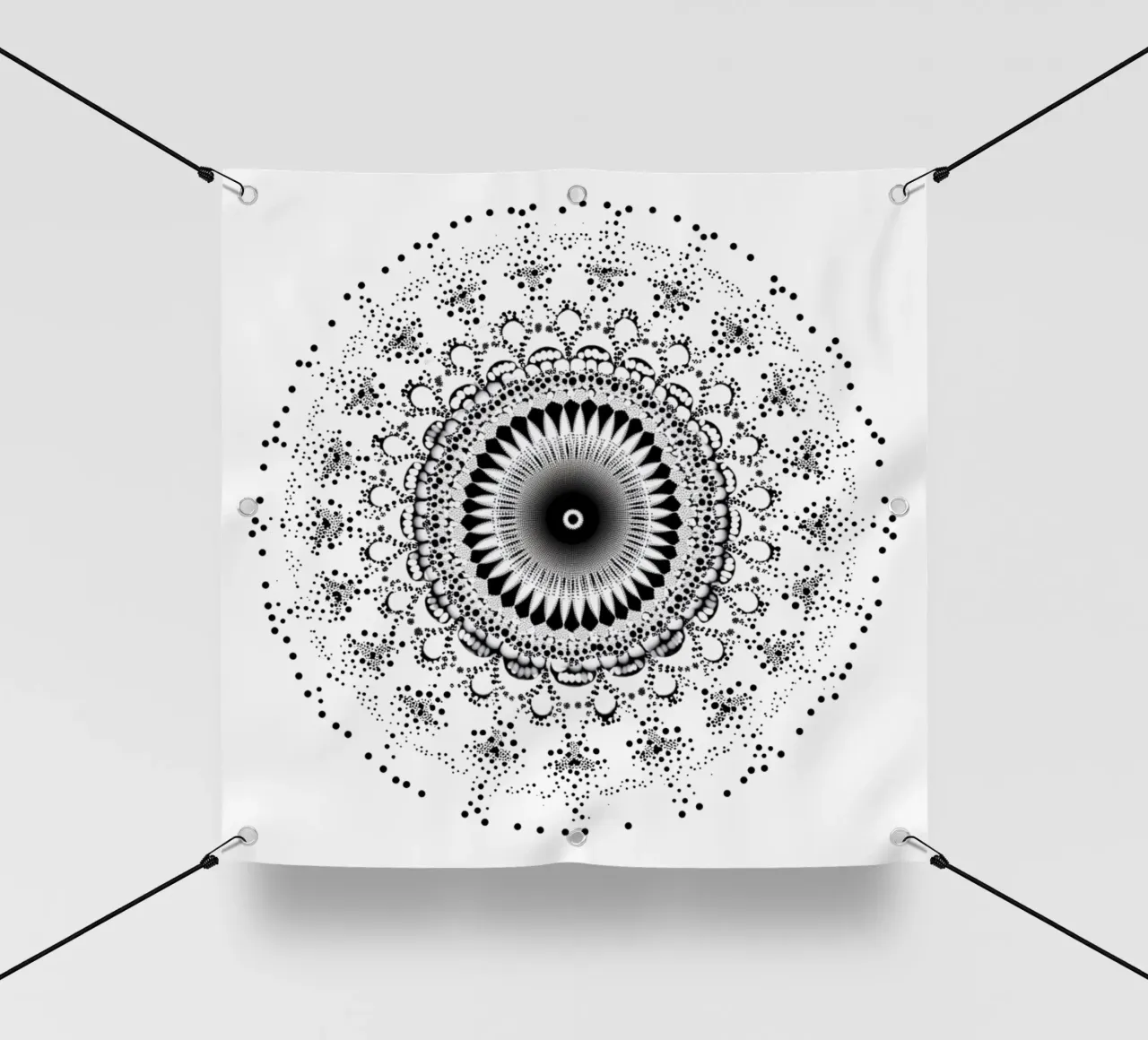 Mandala in bianco e nero telo in pvc da Spiritual Touch