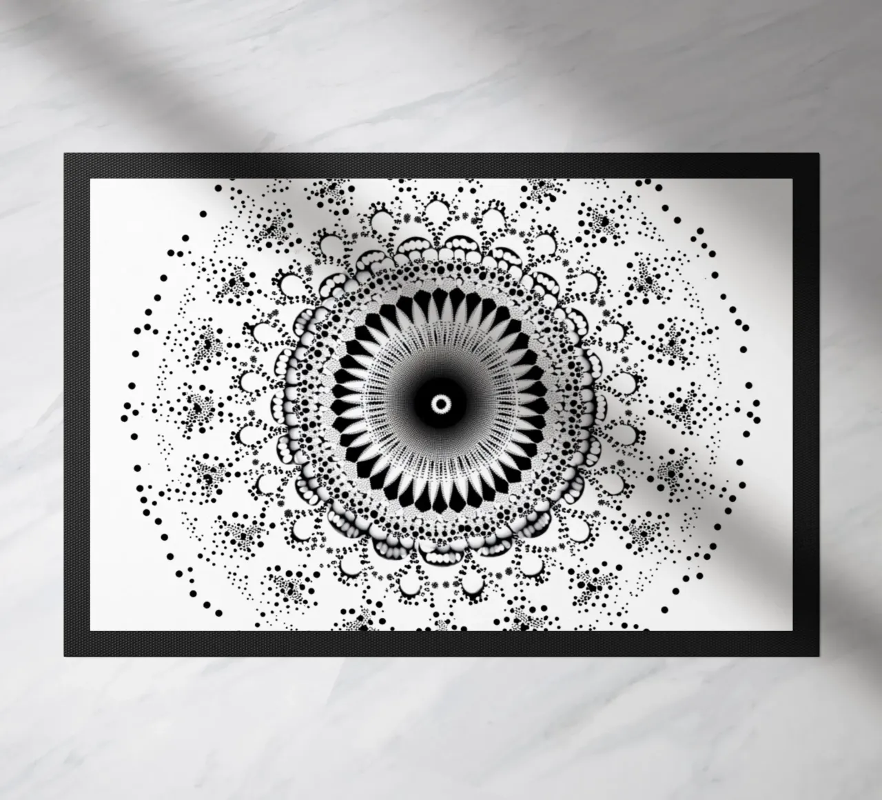 Mandala in bianco e nero zerbino da Spiritual Touch