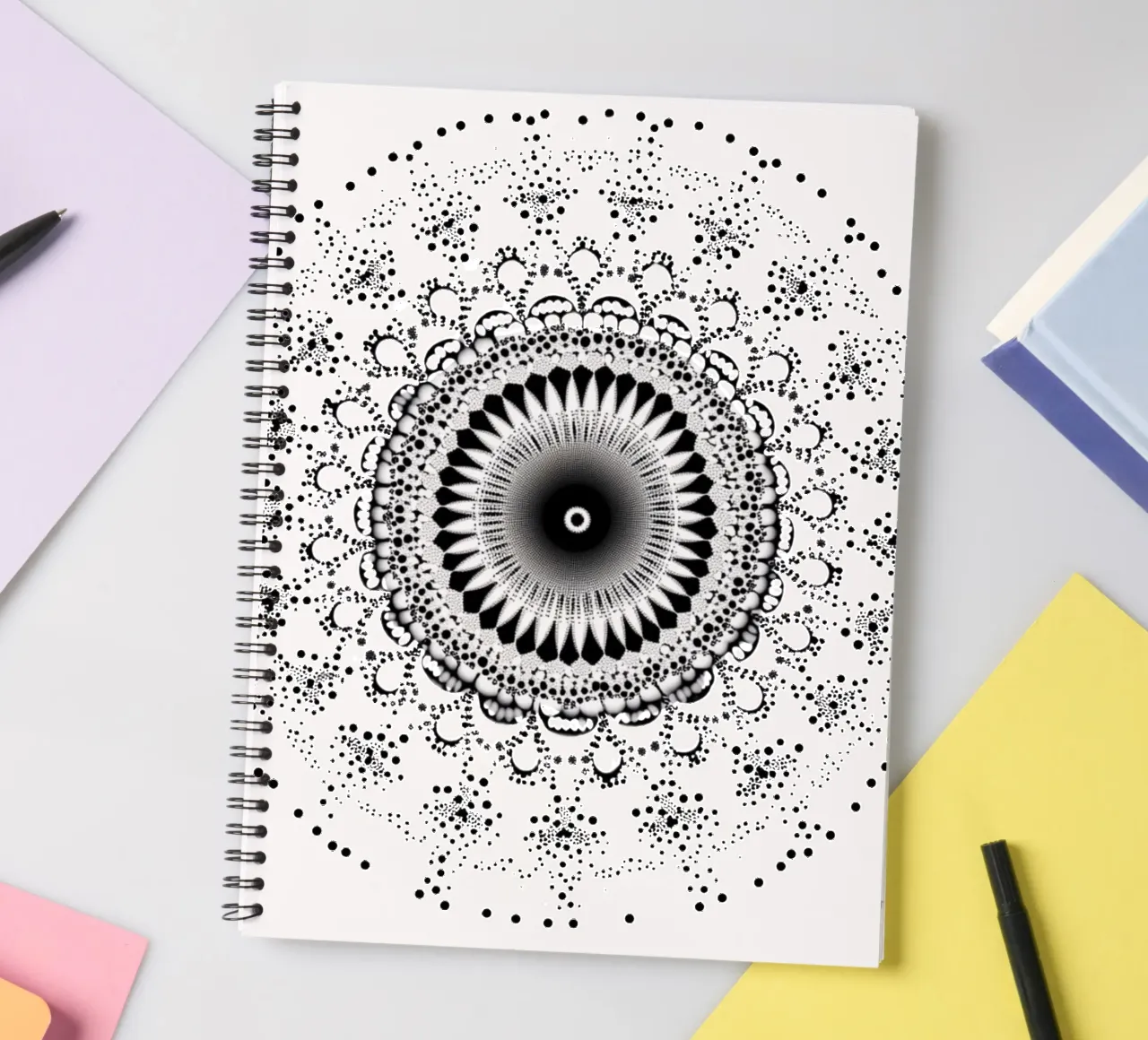 Black & White Mandala spiral notebook by Spiritual Touch