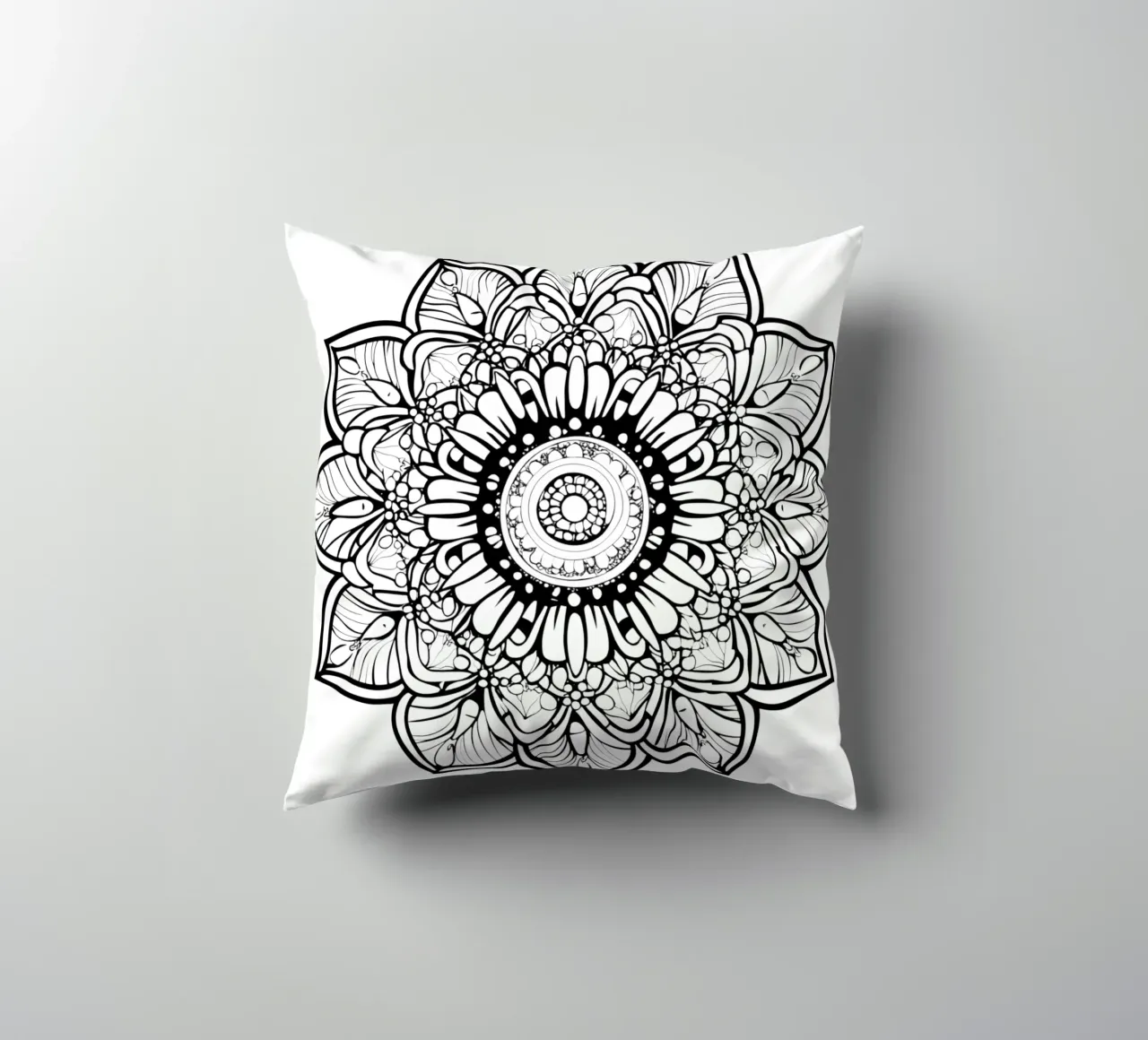 Mandala in bianco e nero cuscino da Spiritual Touch