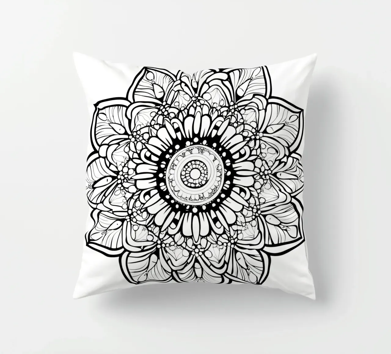 Mandala in bianco e nero cuscino da Spiritual Touch