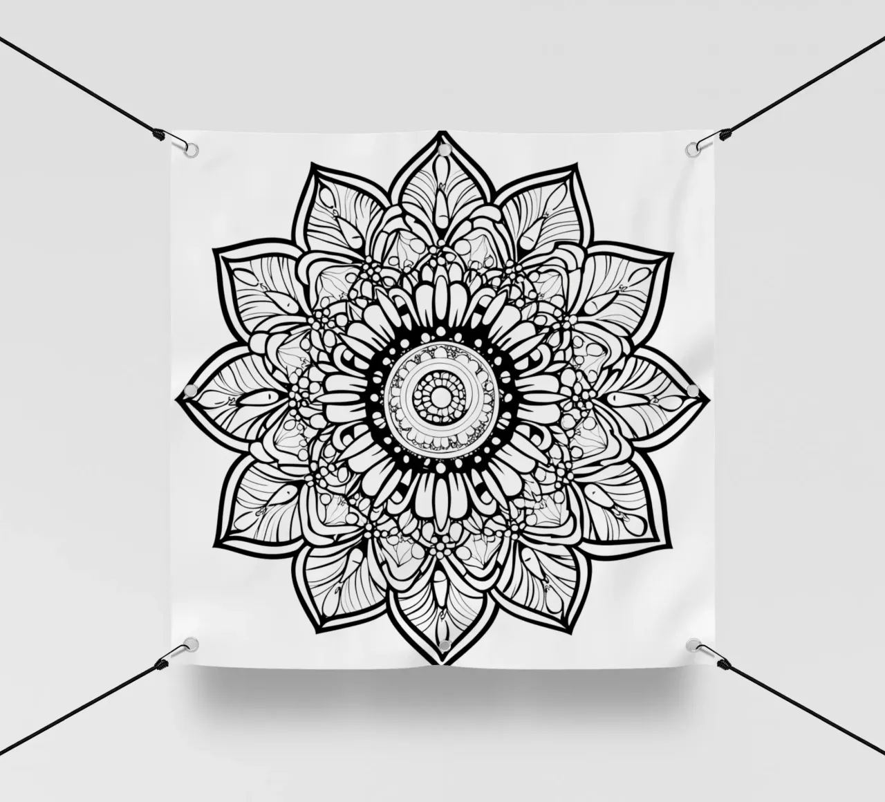 Mandala in bianco e nero telo in pvc da Spiritual Touch