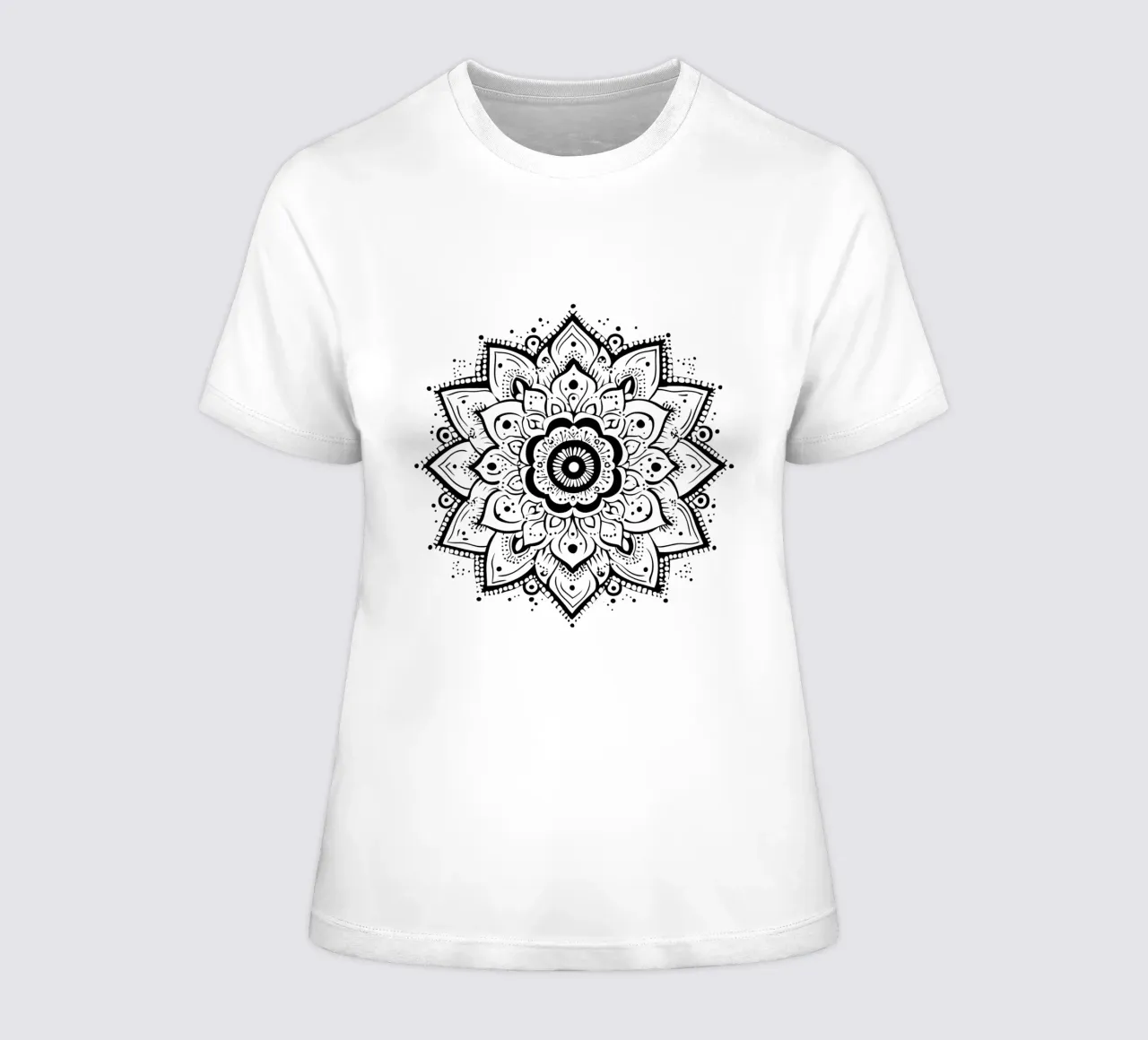 Mandala noir et blanc t-shirt ajusté pour femmes de Spiritual Touch