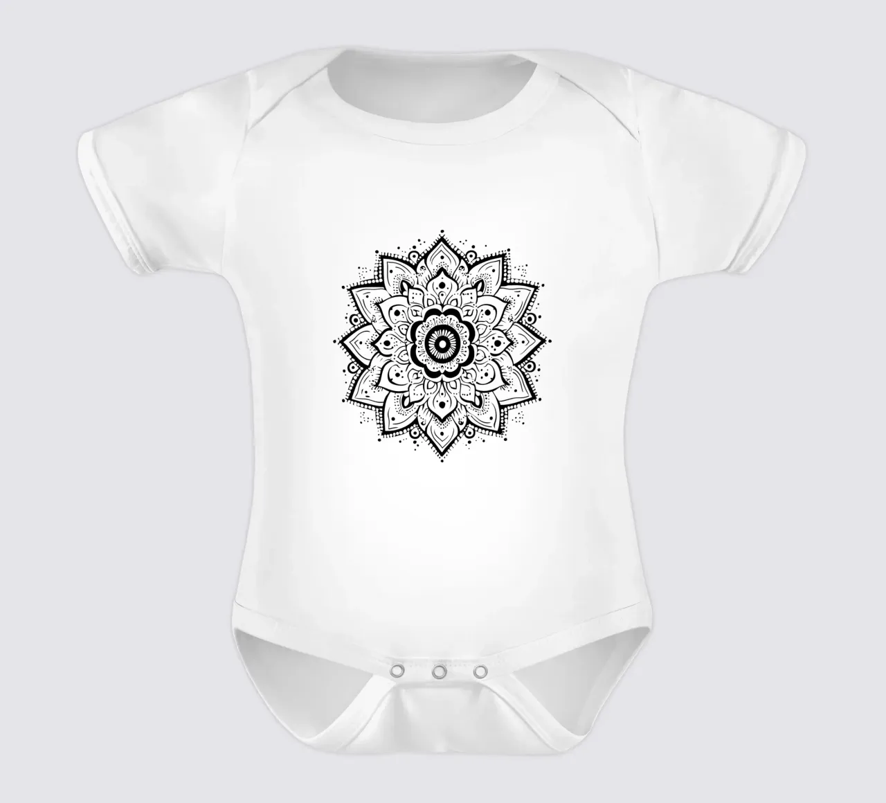 Mandala in bianco e nero body neonato maniche corte da Spiritual Touch