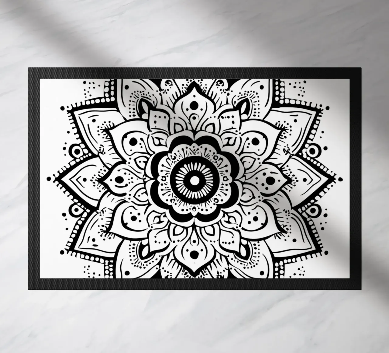 Mandala in bianco e nero zerbino da Spiritual Touch