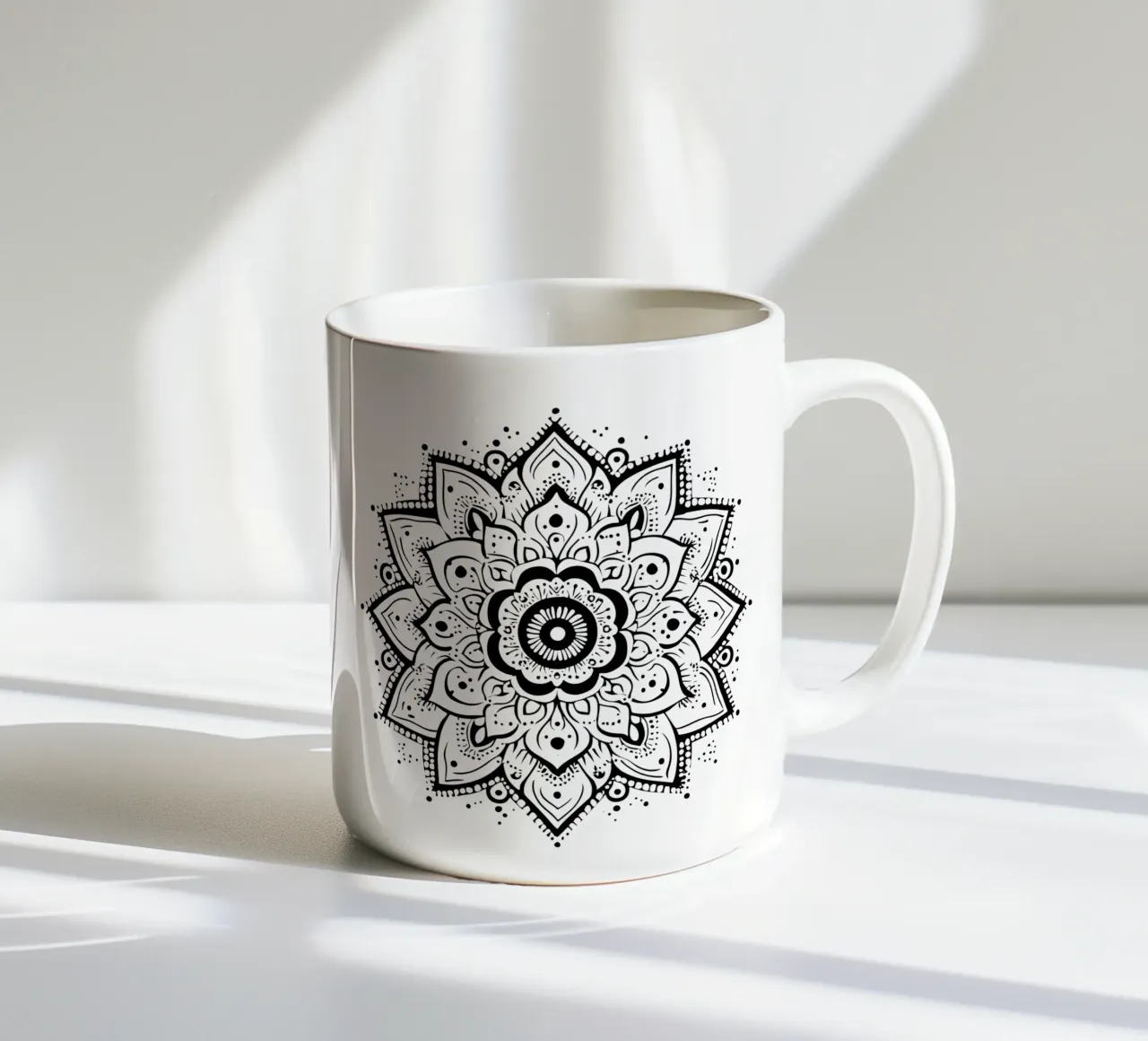 Mandala in bianco e nero tazza in ceramica da Spiritual Touch