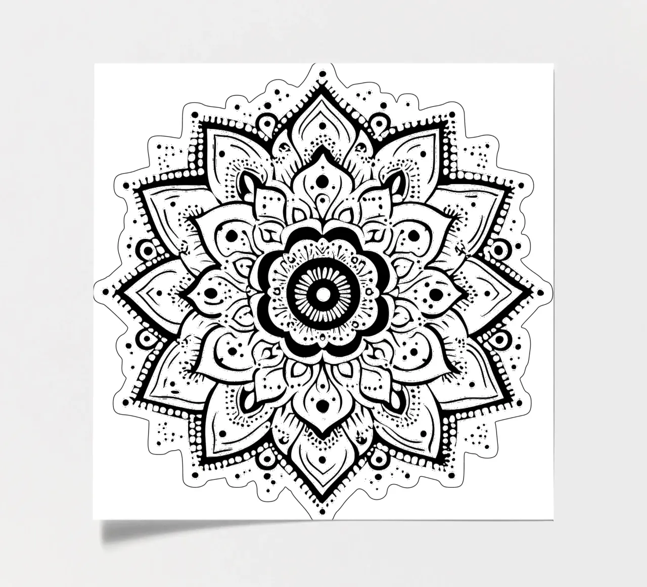 Mandala in bianco e nero foglio adesivo da Spiritual Touch