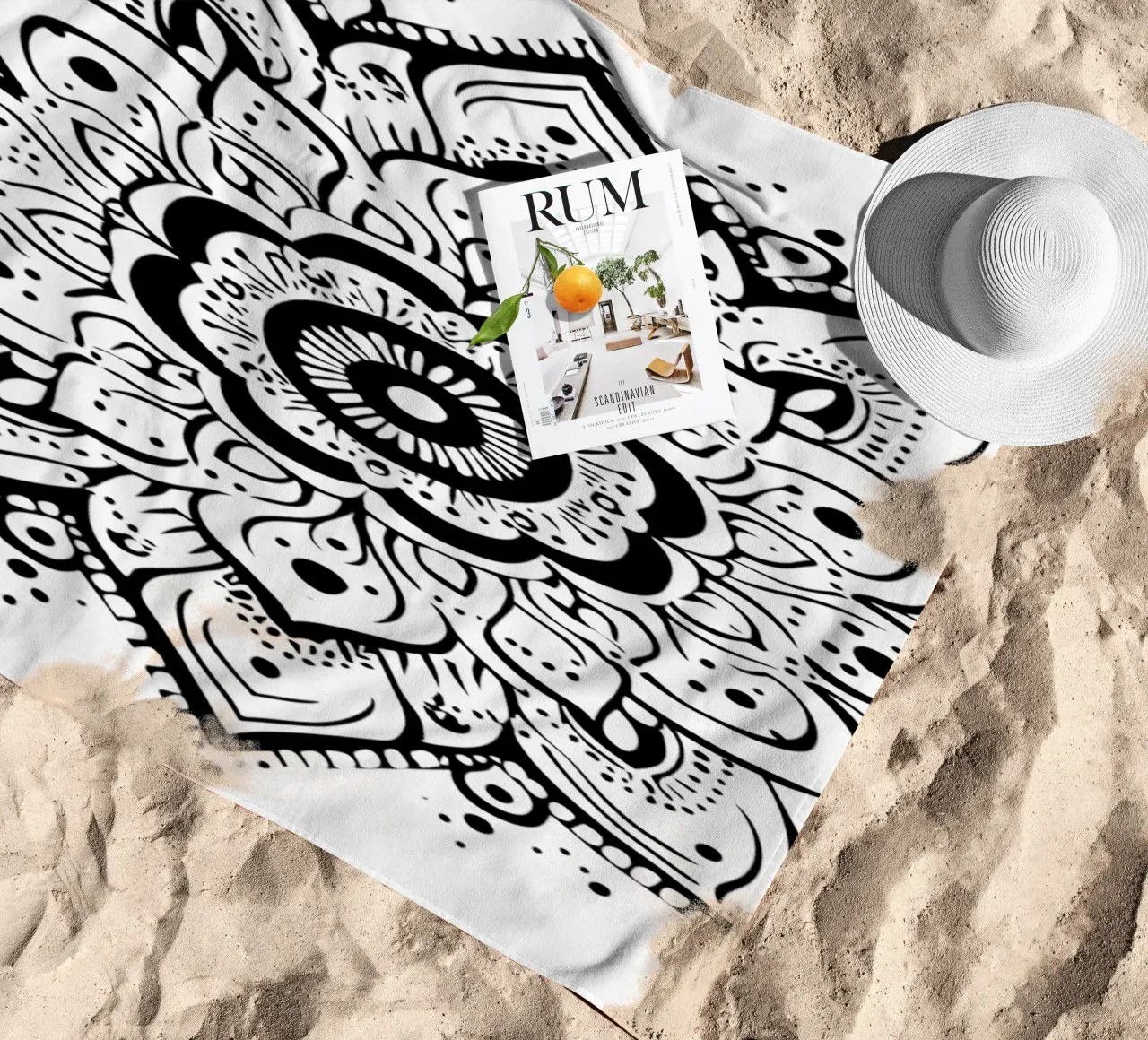 Mandala in bianco e nero telo mare da Spiritual Touch