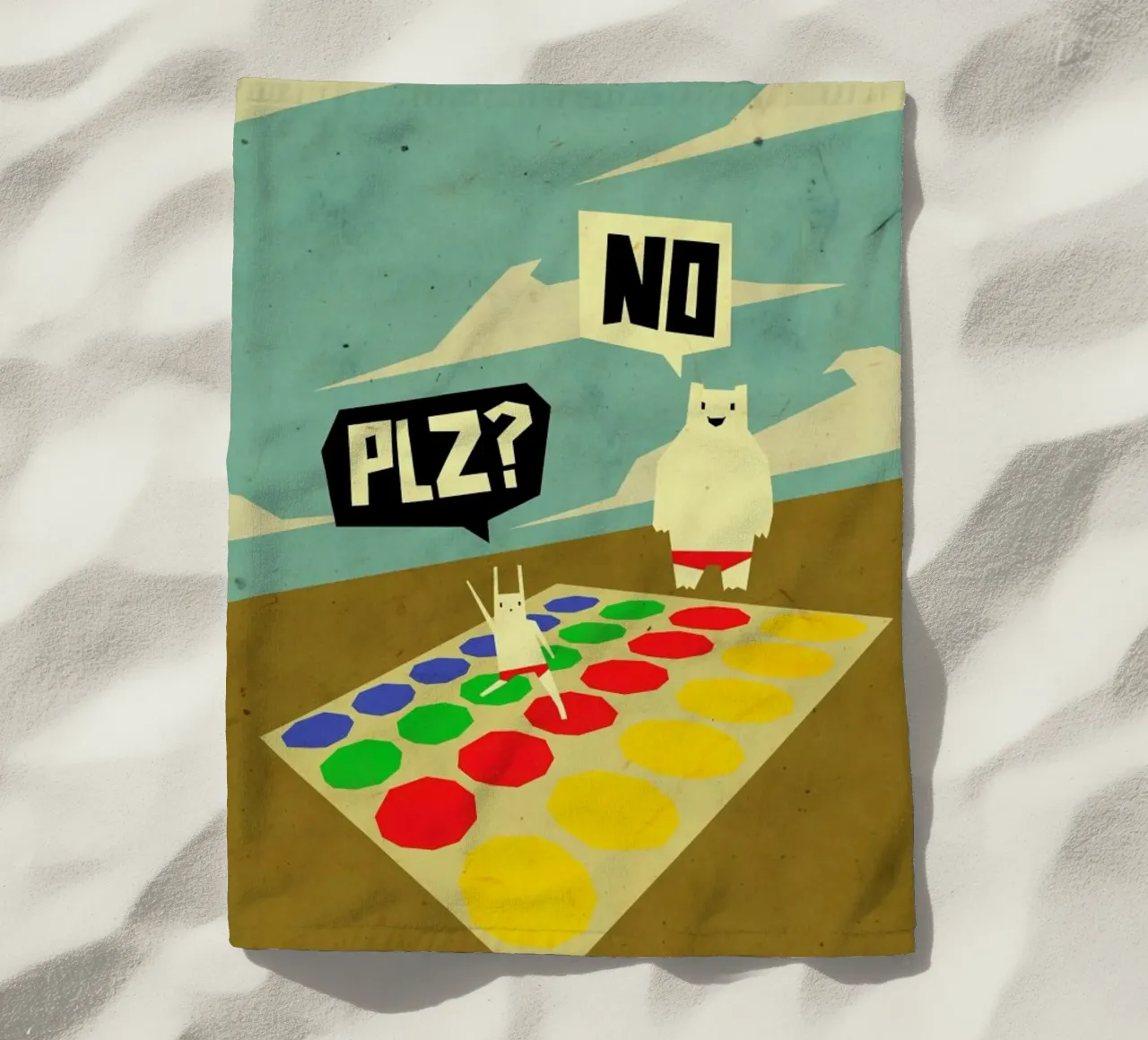 Yeti doesn't play Twister beach towel by Yetiland