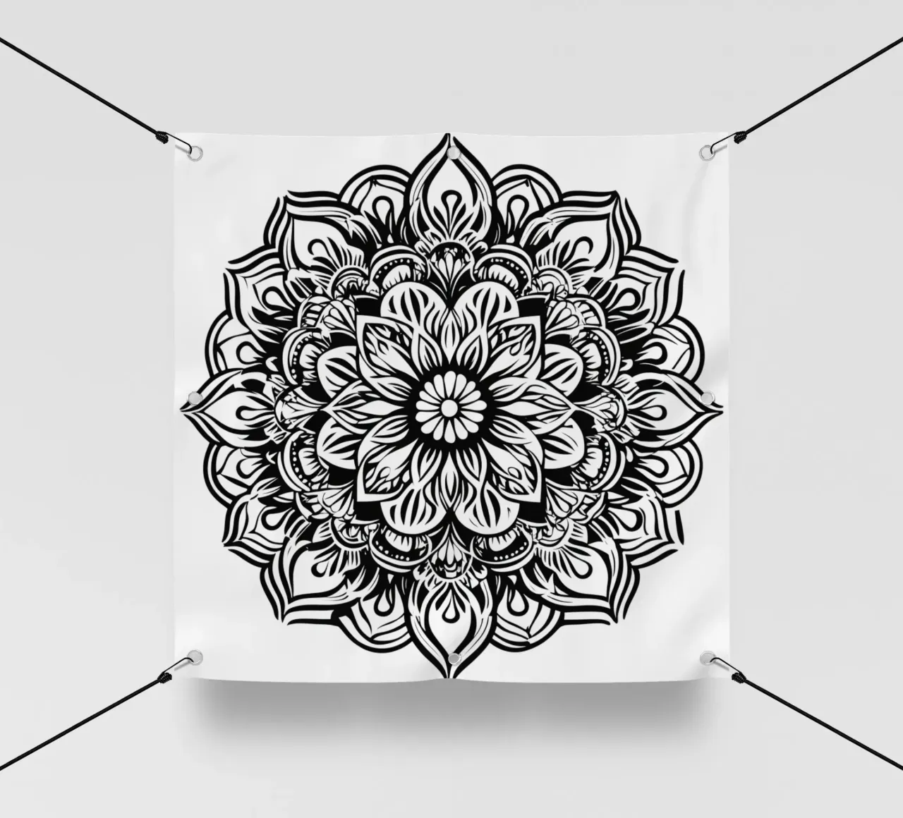 Mandala in bianco e nero telo in pvc da Spiritual Touch