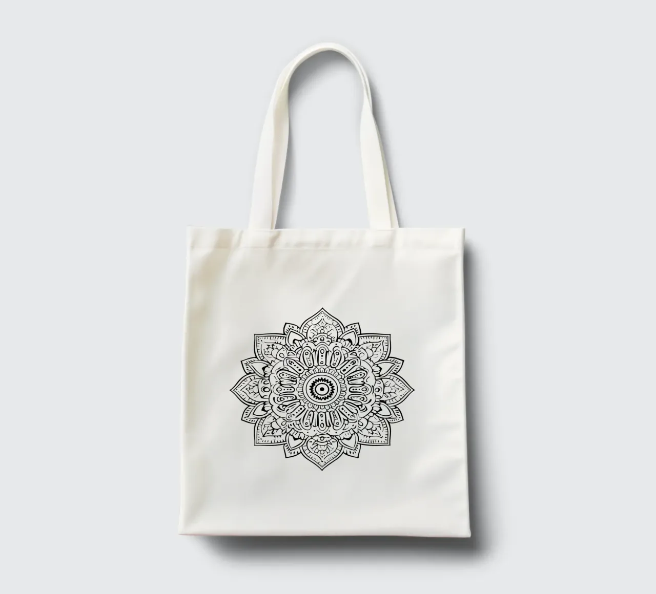Mandala in bianco e nero borsa in juta da Spiritual Touch