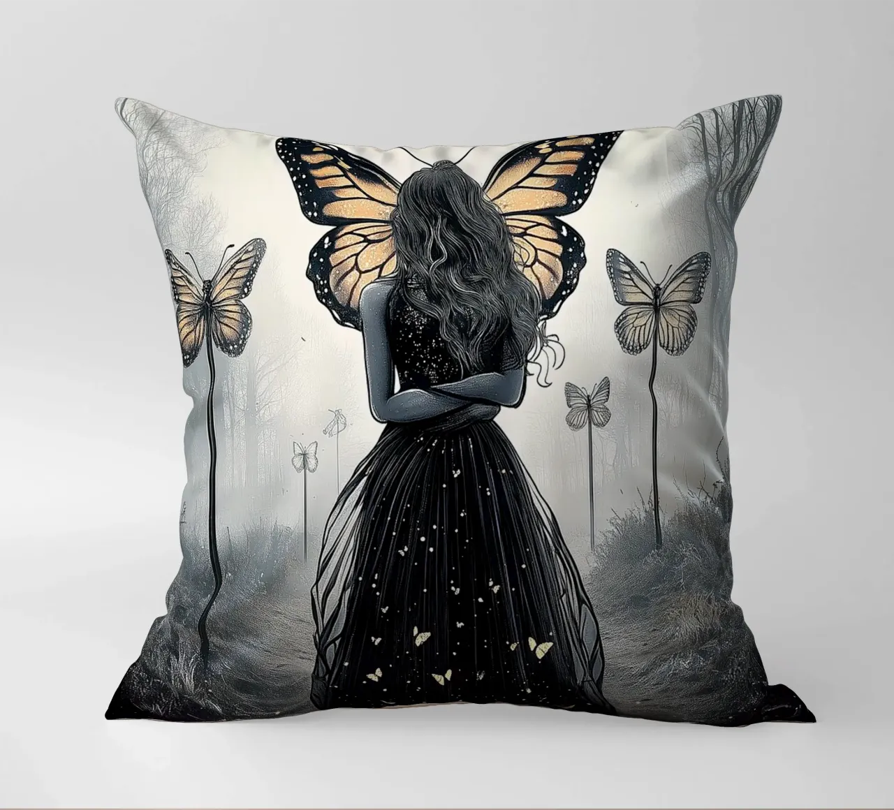 Angry fairy decorative cushion by Synthaira