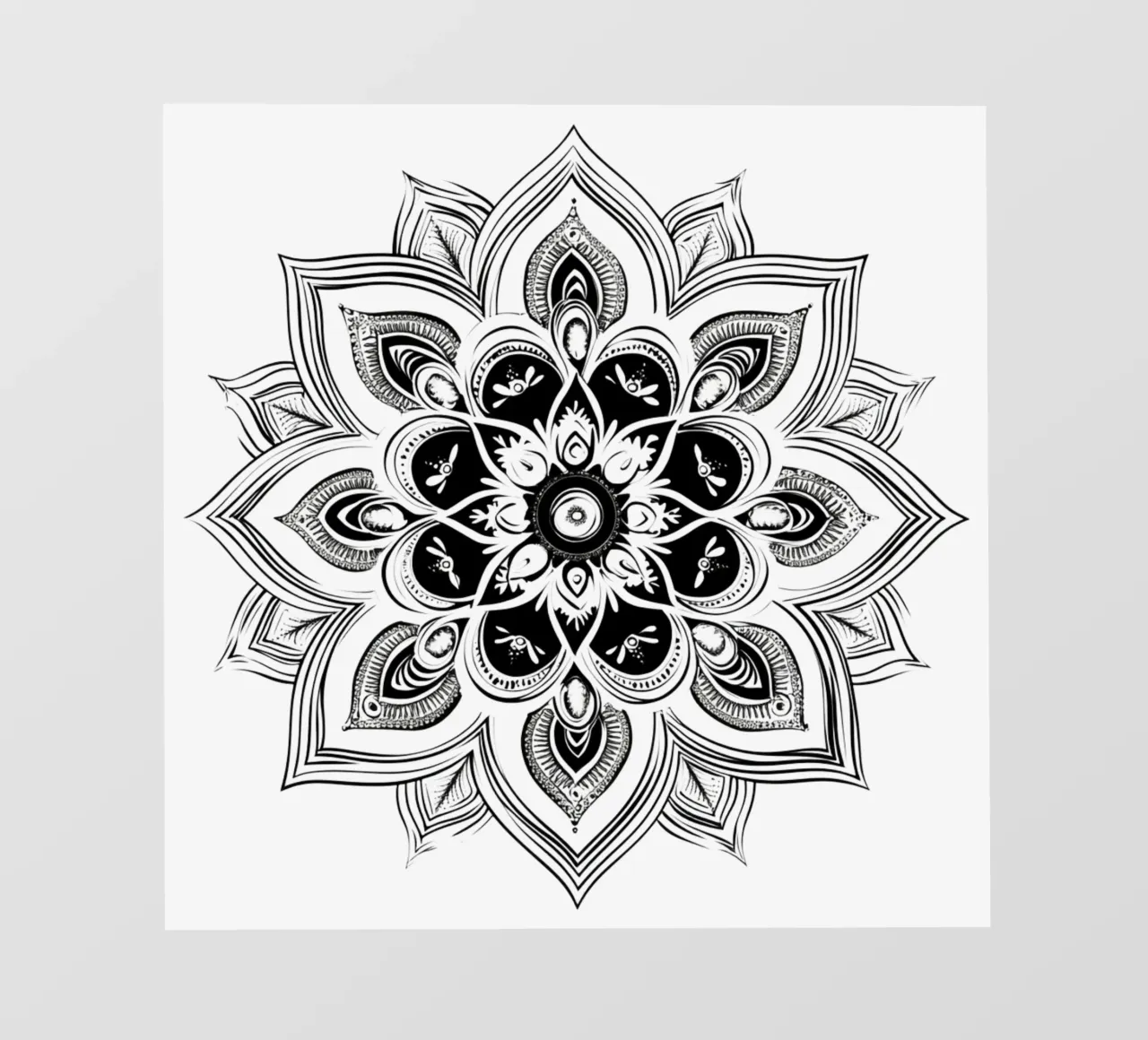Mandala in bianco e nero telo in pvc da Spiritual Touch