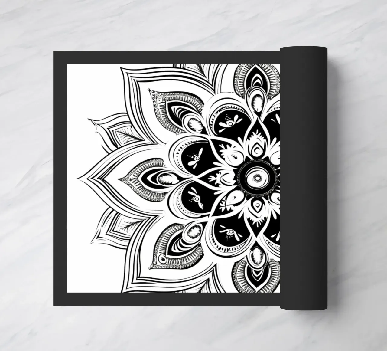 Mandala in bianco e nero zerbino da Spiritual Touch