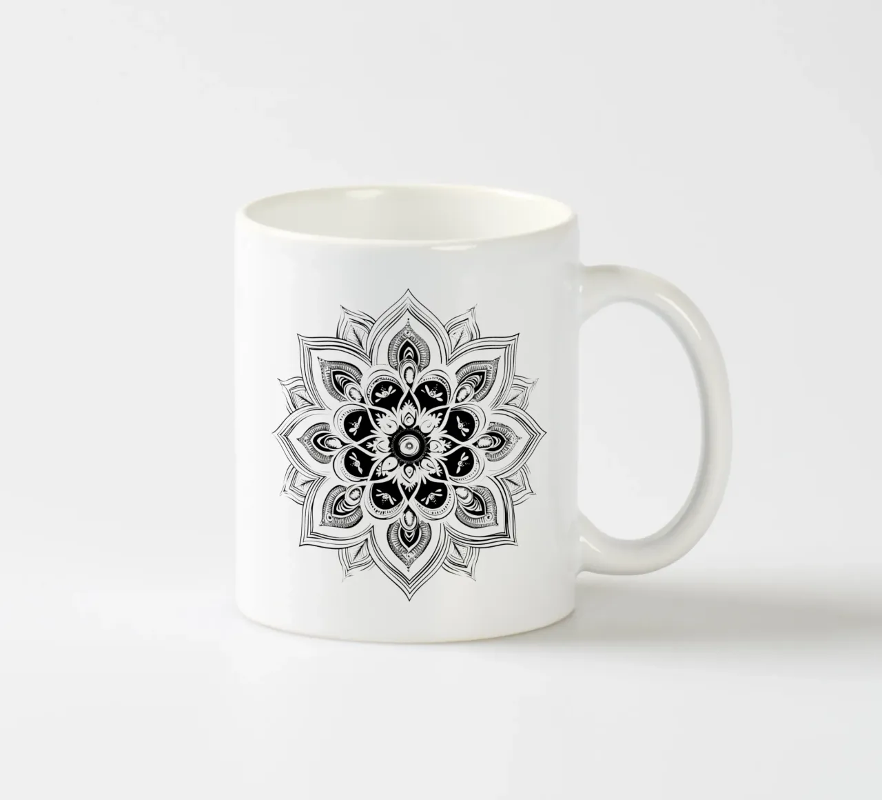 Mandala in bianco e nero tazza in ceramica da Spiritual Touch