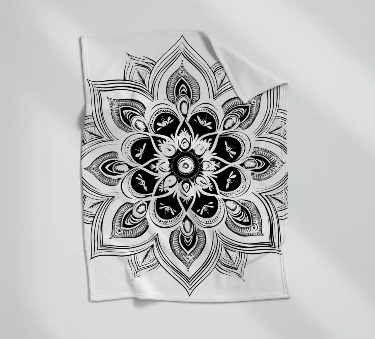 Mandala in bianco e nero coperta in pile da Spiritual Touch