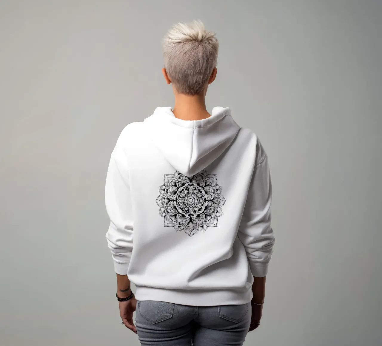 Mandala in bianco e nero felpa con cappuccio da Spiritual Touch