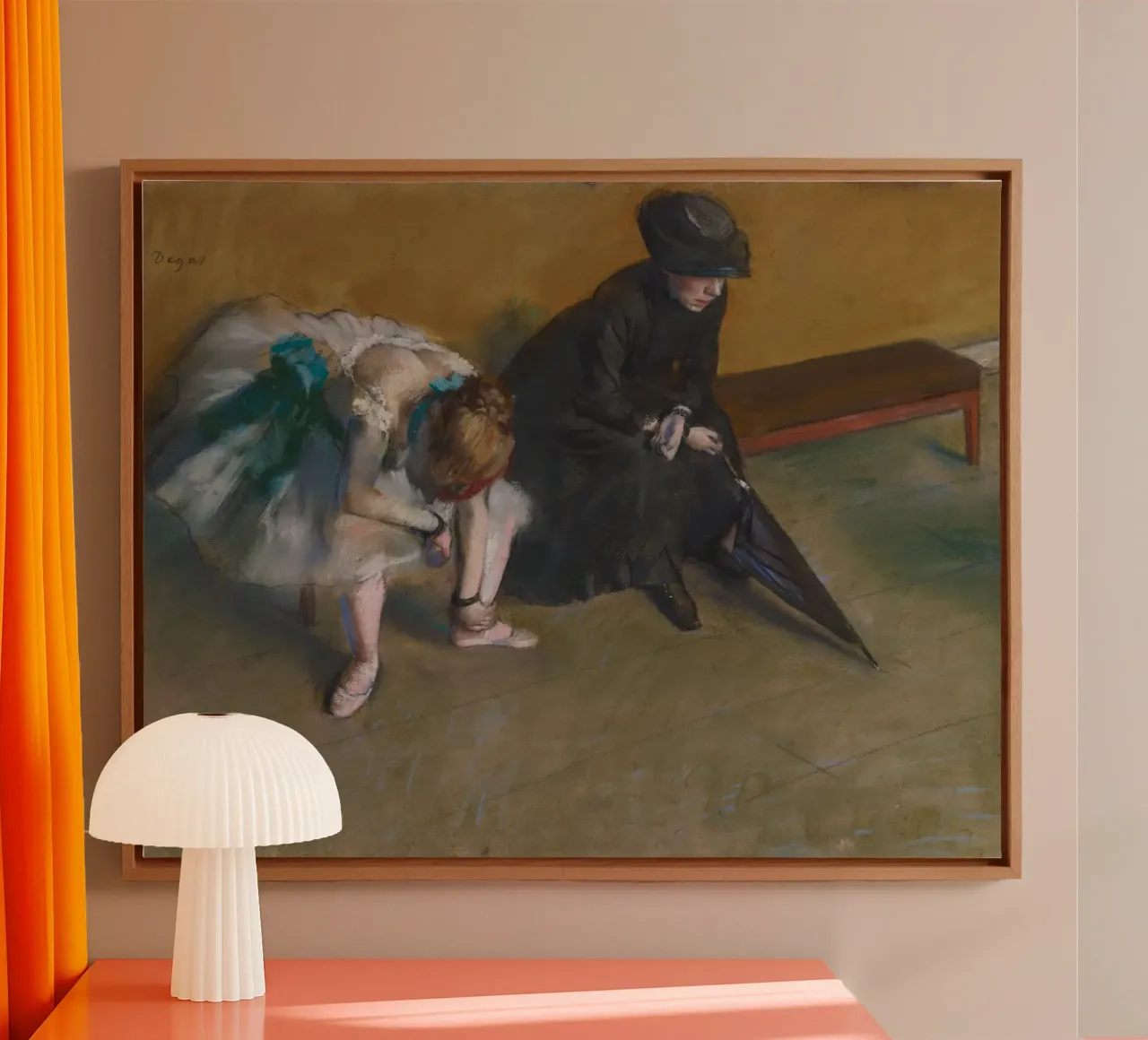 Edgar Degas - Attesa tela con Cornice a cassetta da Timeless Artworks