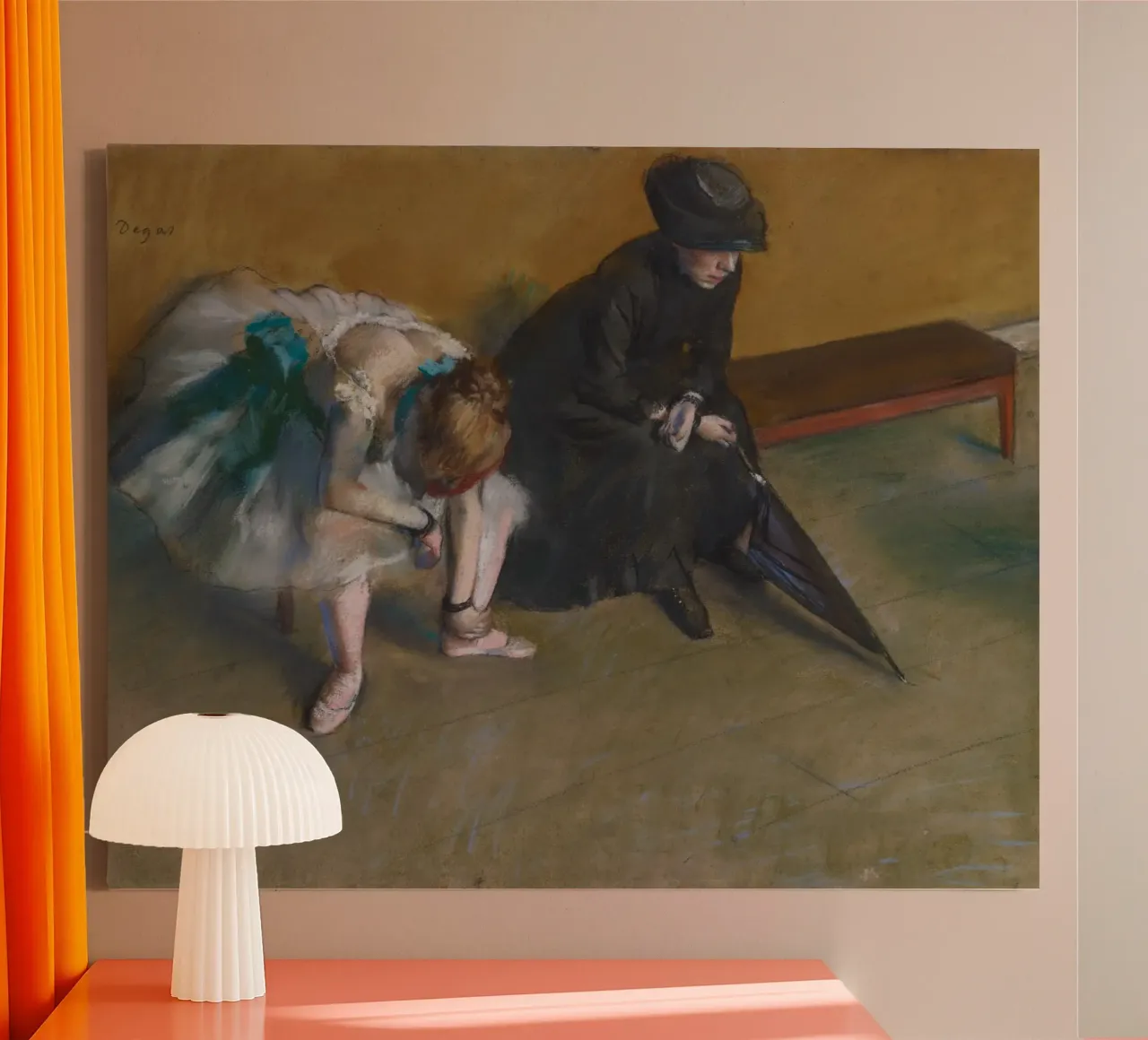 Edgar Degas - Attesa tela con Cornice a cassetta da Timeless Artworks