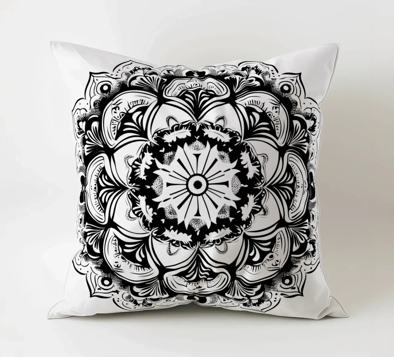 Mandala in bianco e nero cuscino da Spiritual Touch