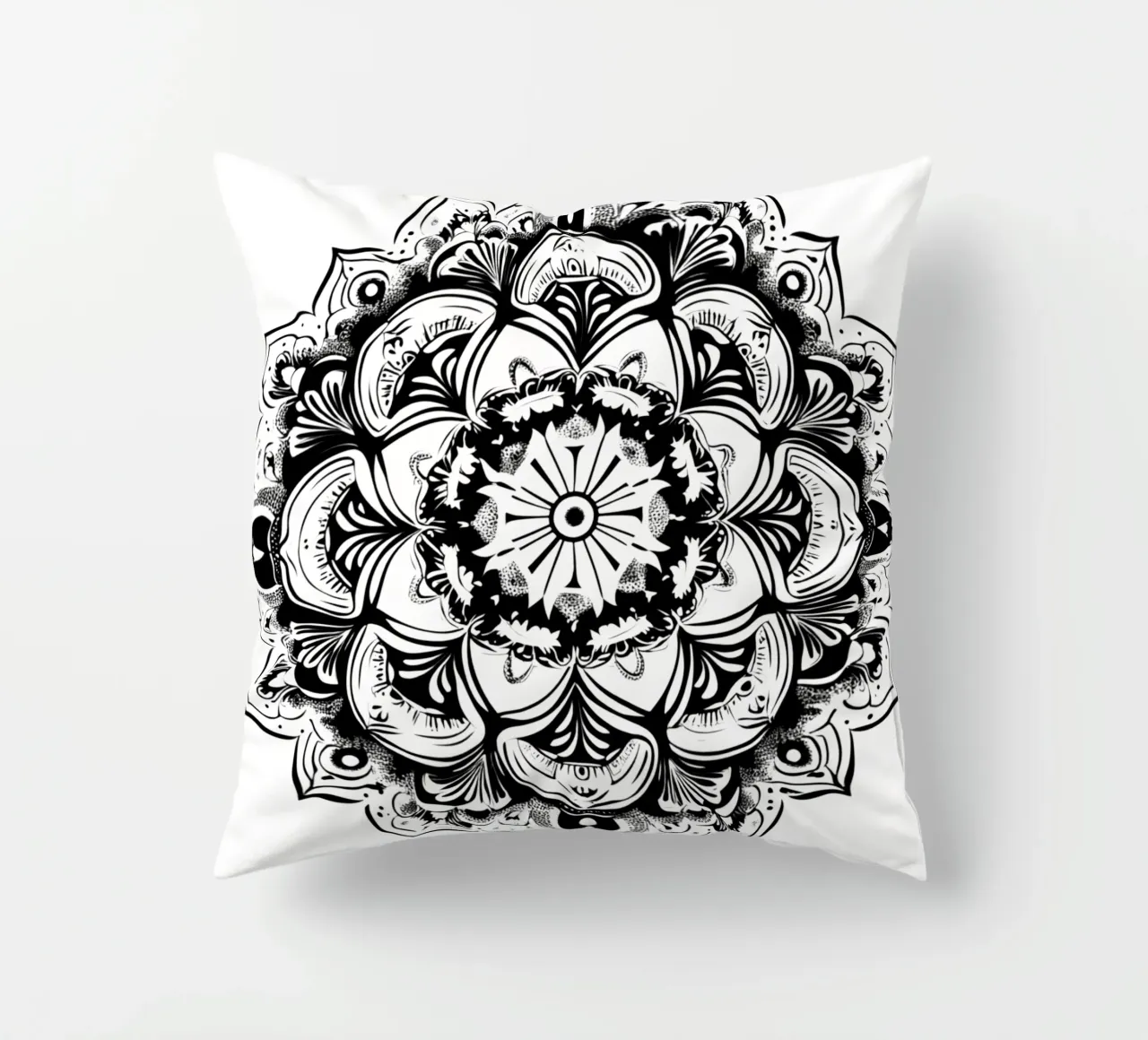Mandala in bianco e nero cuscino da Spiritual Touch