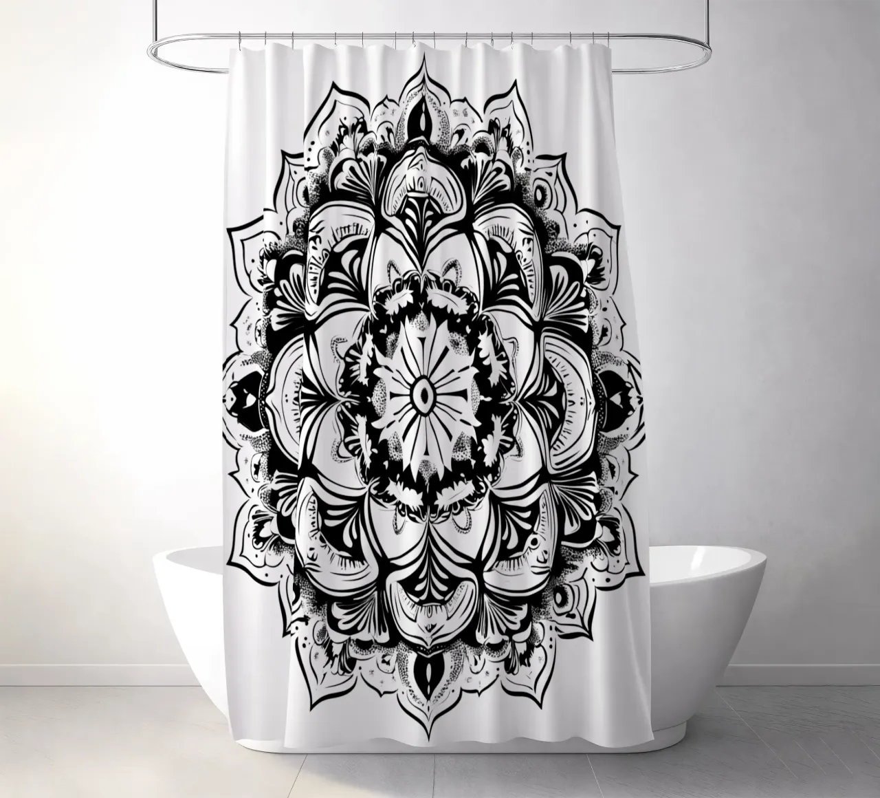 Mandala in bianco e nero tenda da doccia da Spiritual Touch