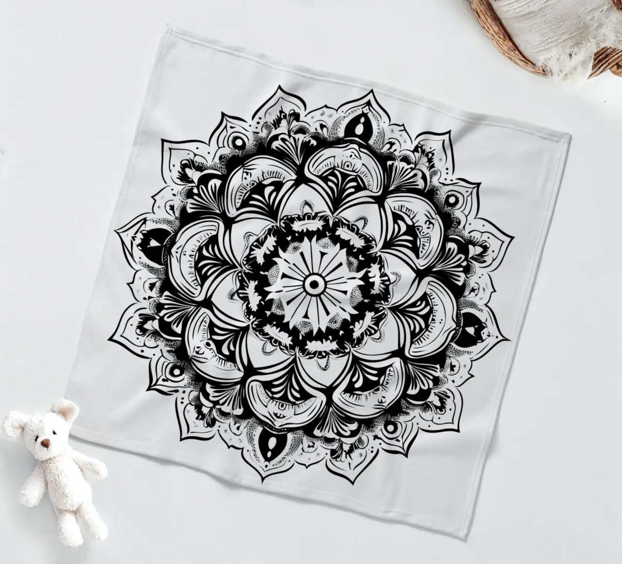 Mandala in bianco e nero coperta in pile da Spiritual Touch