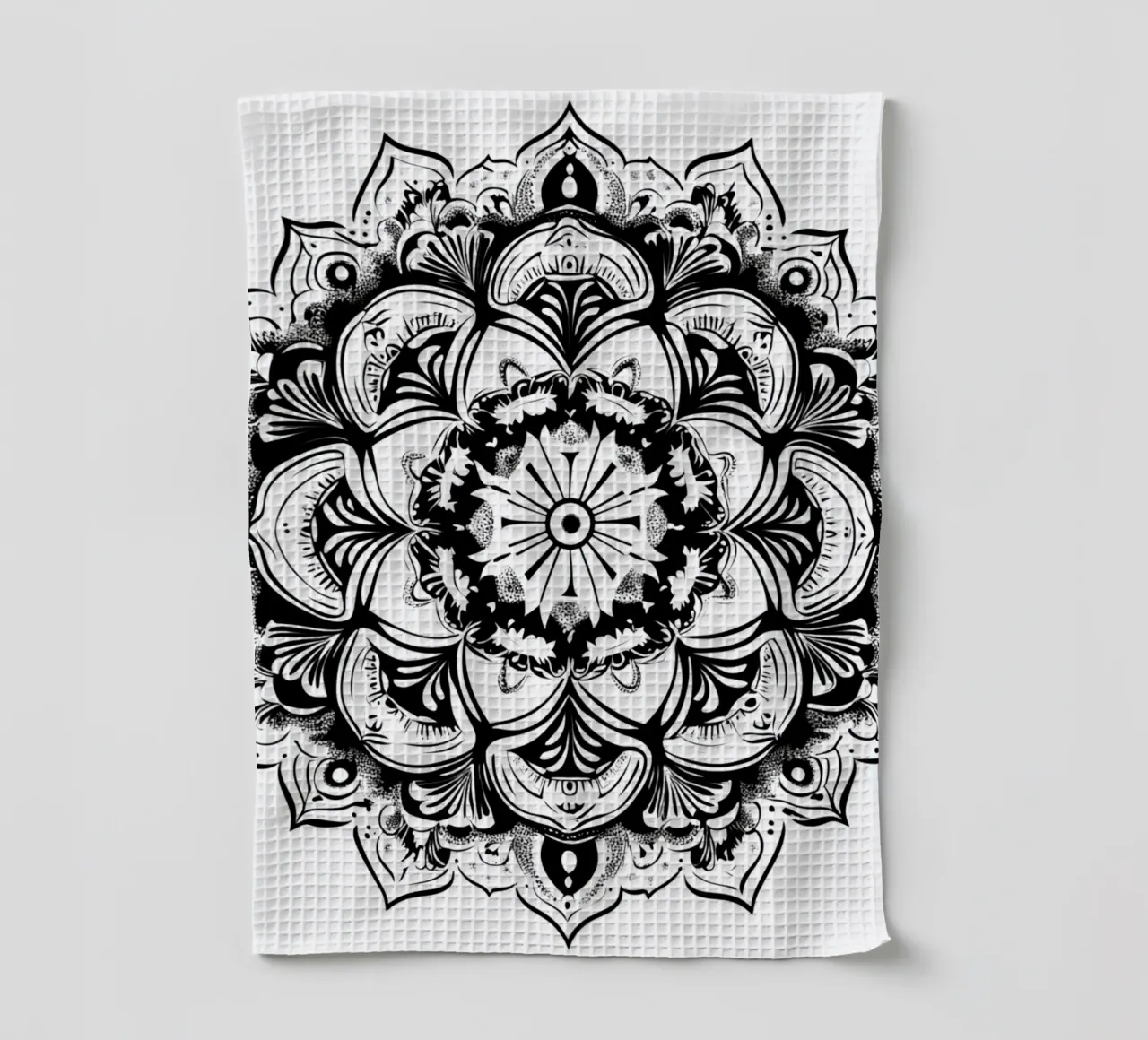Mandala in bianco e nero canovaccio da cucina da Spiritual Touch