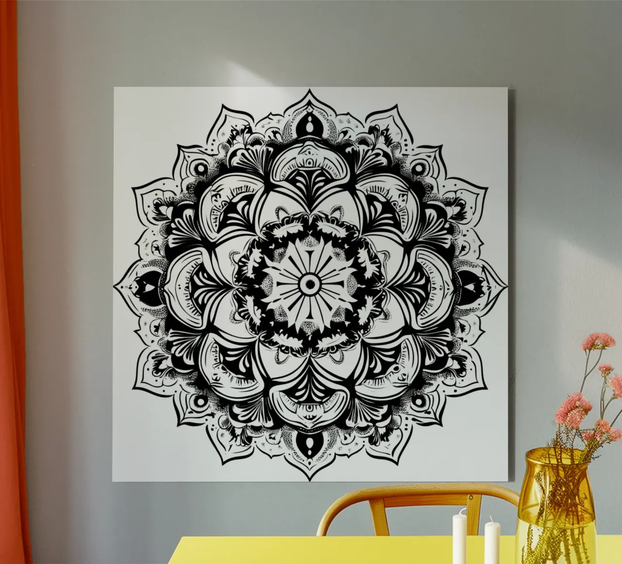 Mandala in bianco e nero alluminio dibond da Spiritual Touch