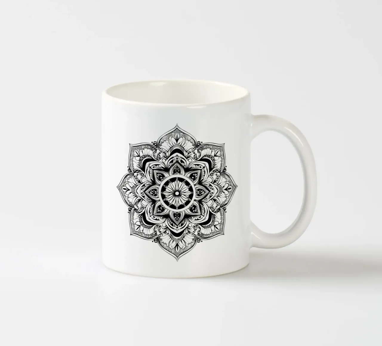 Mandala in bianco e nero tazza in ceramica da Spiritual Touch