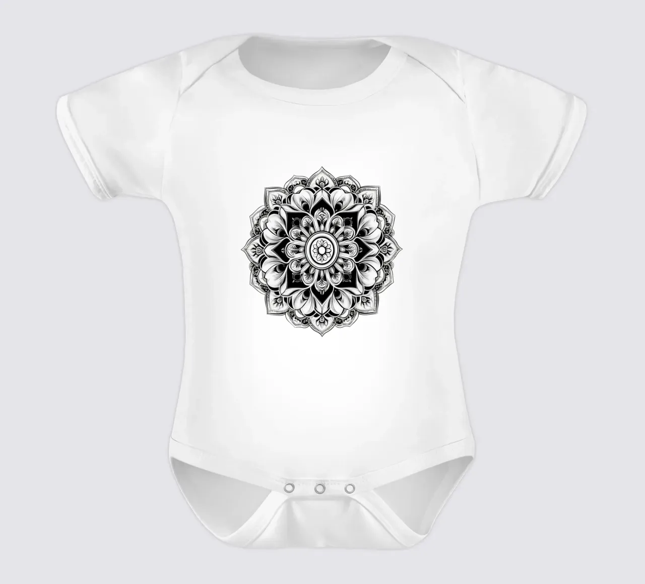 Mandala in bianco e nero body neonato maniche corte da Spiritual Touch