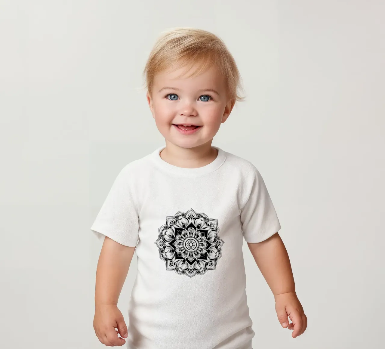 Mandala in bianco e nero maglietta neonato da Spiritual Touch