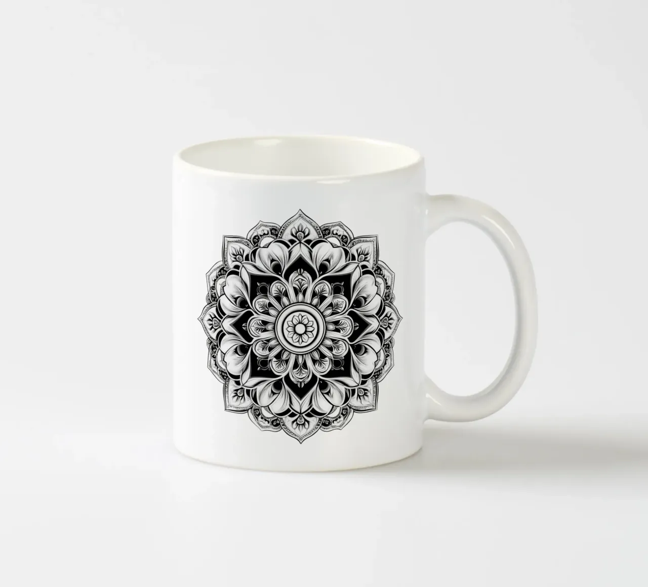 Mandala in bianco e nero tazza in ceramica da Spiritual Touch