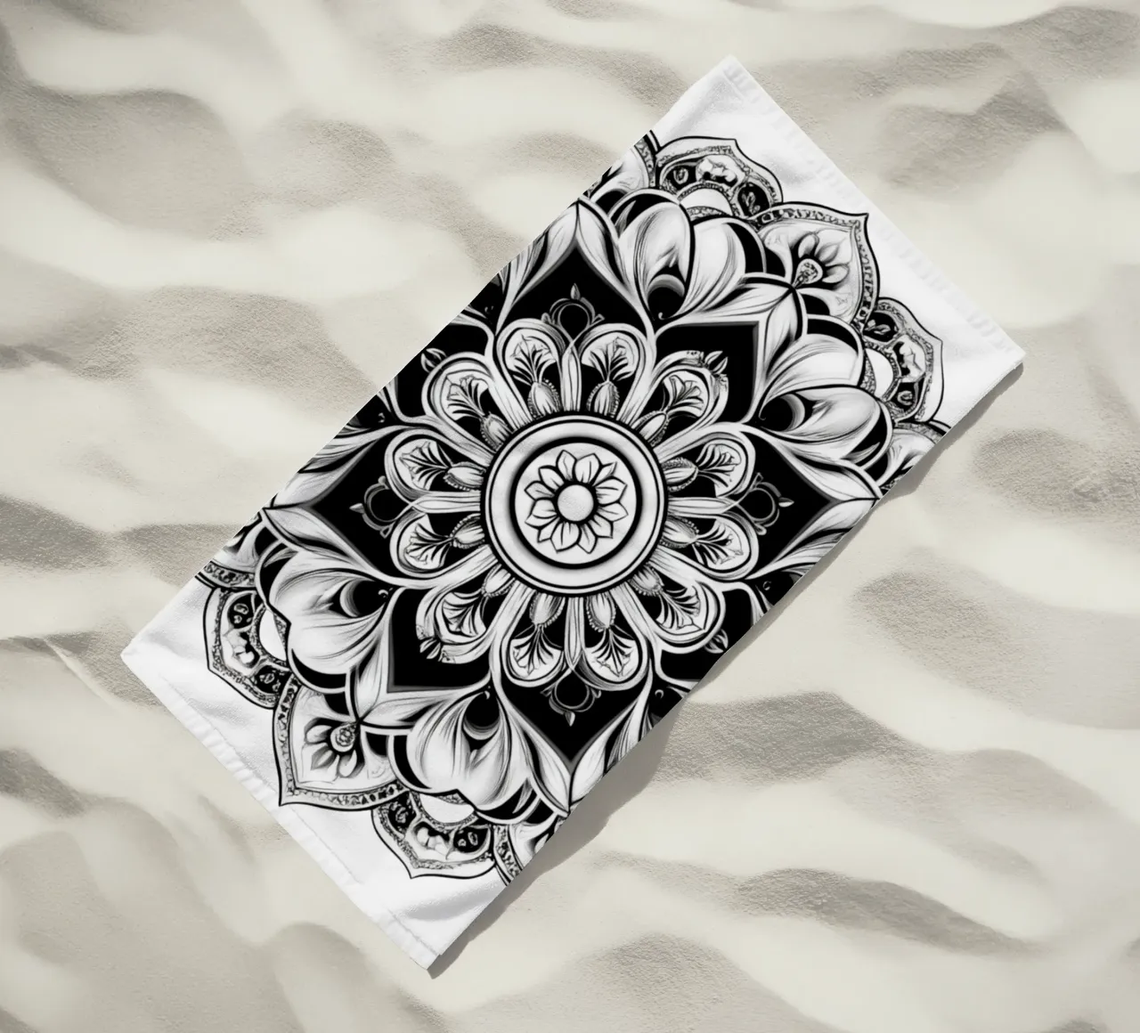 Mandala in bianco e nero telo mare da Spiritual Touch