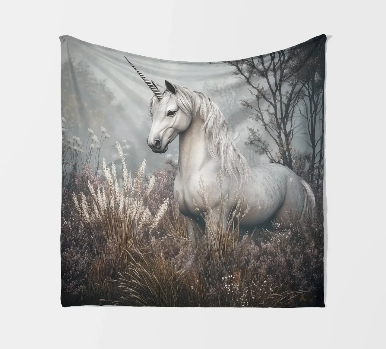 The Last Unicorn - Elegant Mythical Art Print coperta in pile da Synthaira