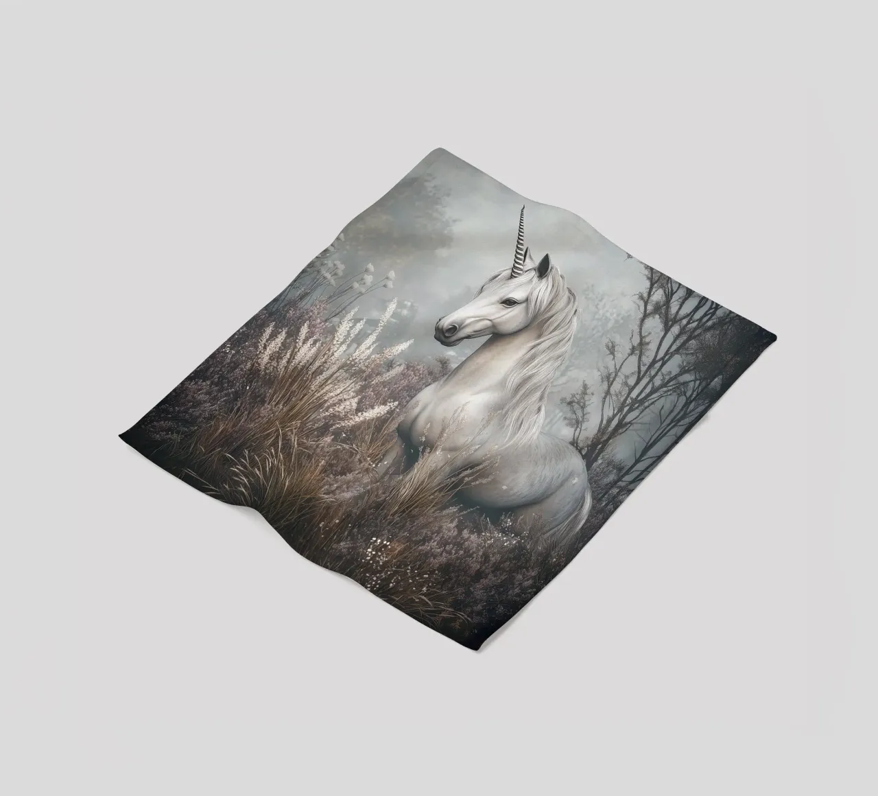 The Last Unicorn - Elegant Mythical Art Print coperta in pile da Synthaira
