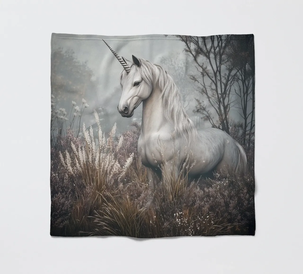 The Last Unicorn - Elegant Mythical Art Print coperta in pile da Synthaira