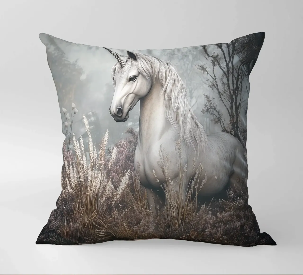The Last Unicorn - Elegant Mythical Art Print cuscino da Synthaira