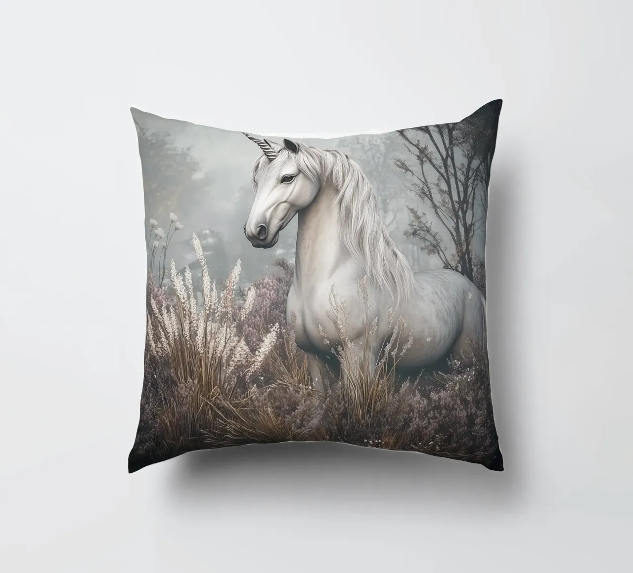The Last Unicorn - Elegant Mythical Art Print cuscino da Synthaira