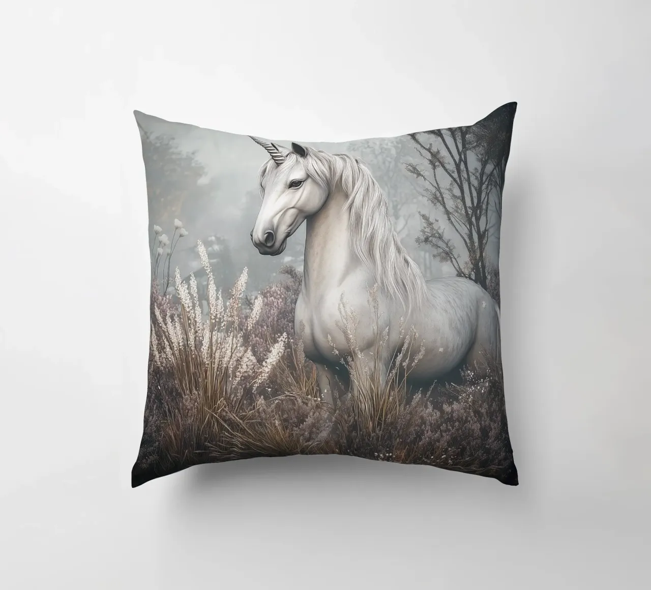 The Last Unicorn - Elegant Mythical Art Print cuscino da Synthaira