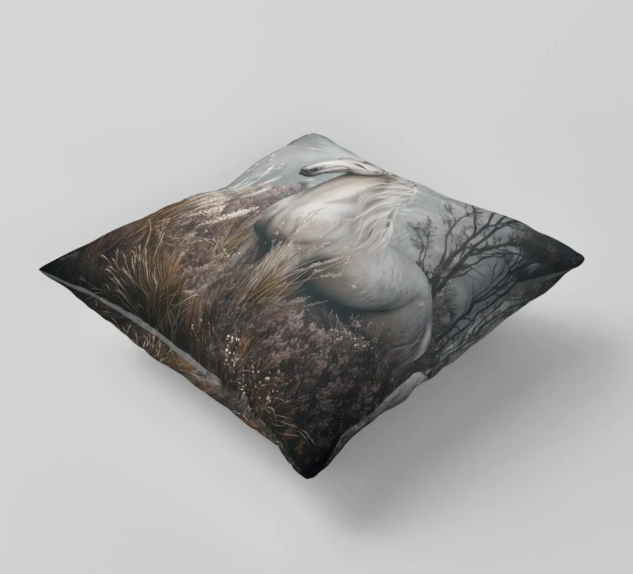 The Last Unicorn - Elegant Mythical Art Print cuscino da Synthaira