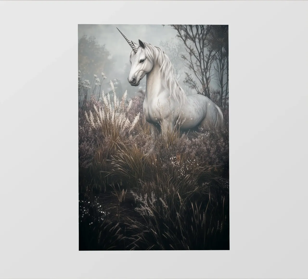 The Last Unicorn - Elegant Mythical Art Print pellicola backlit da Synthaira