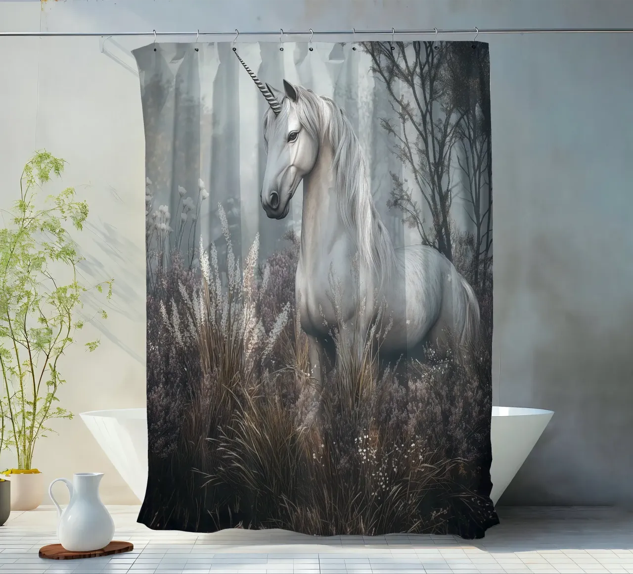 The Last Unicorn - Elegant Mythical Art Print tenda da doccia da Synthaira