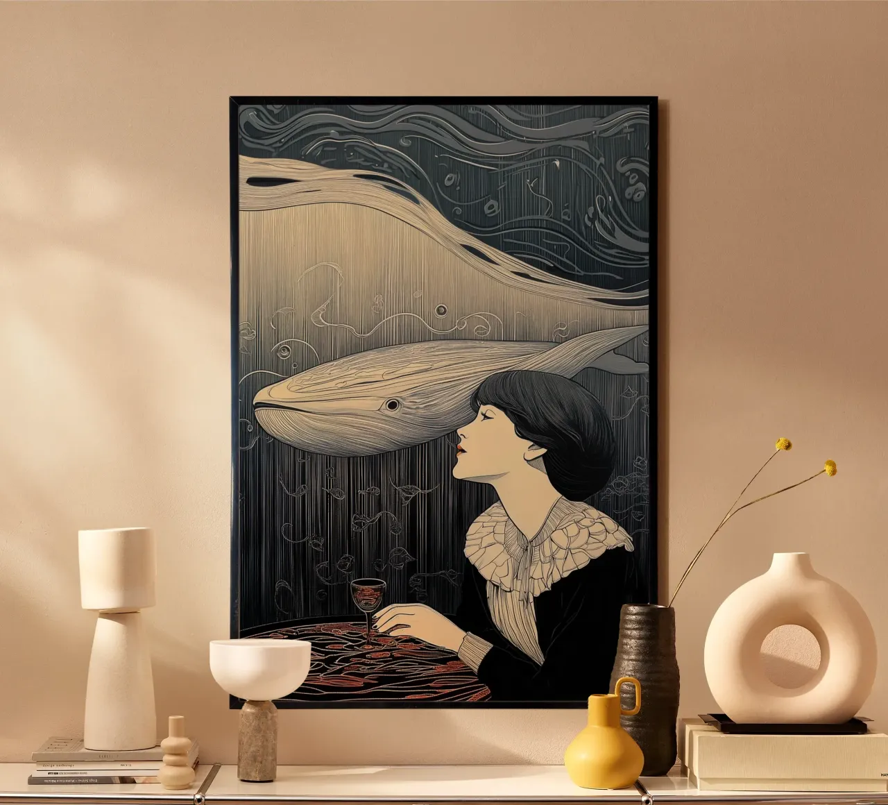 A dream of a whale poster con telaio in plastica da Synthaira