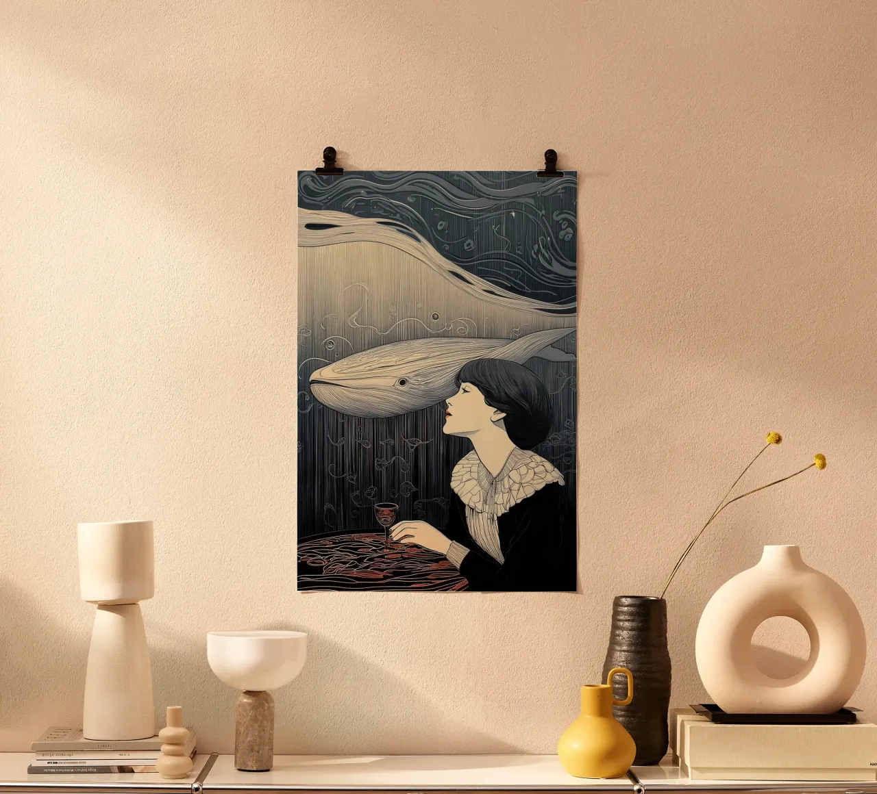 A dream of a whale poster con telaio in plastica da Synthaira